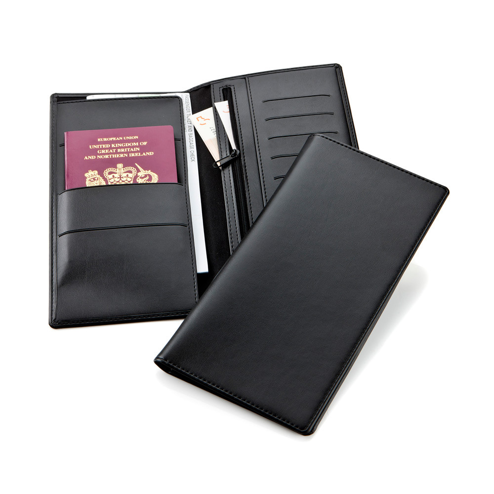 leather travel wallet black